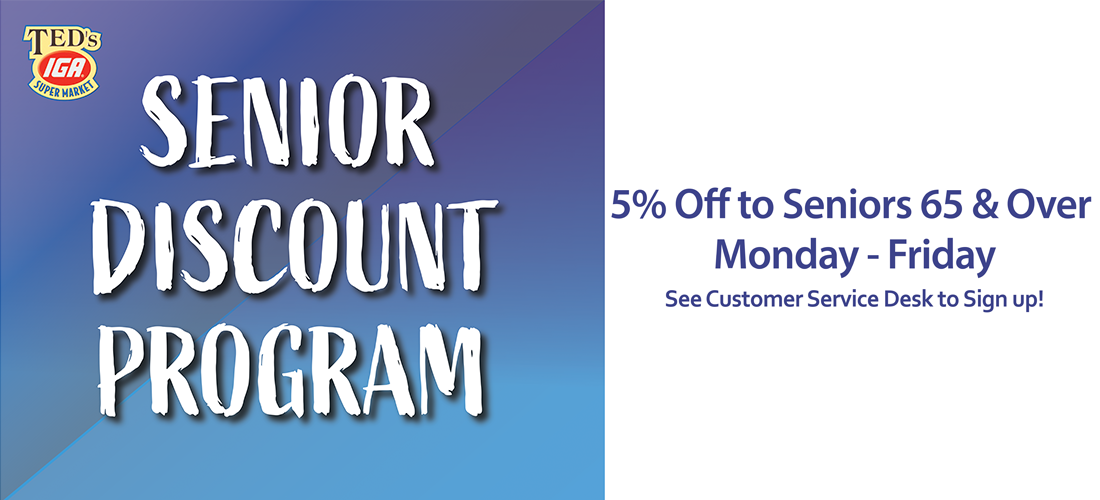 Senior Discount Program - 5% Off Monday to Friday